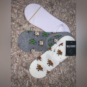 Hello Socks 3 pack footies breakfast theme NWT